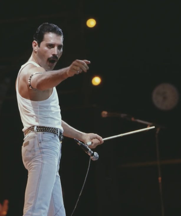Freddie Mercury on stage during the Live Aid concert in 1985 (PA Archive)